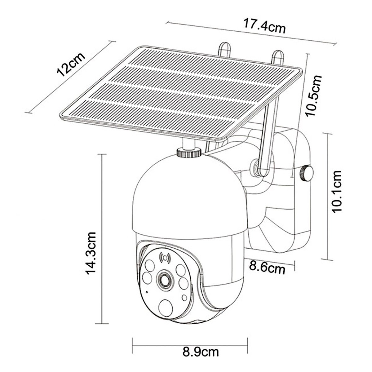 Camera supraveghere WIFI rotativa cu panou solar 3.5W, PTZ, 1080P, UBOX